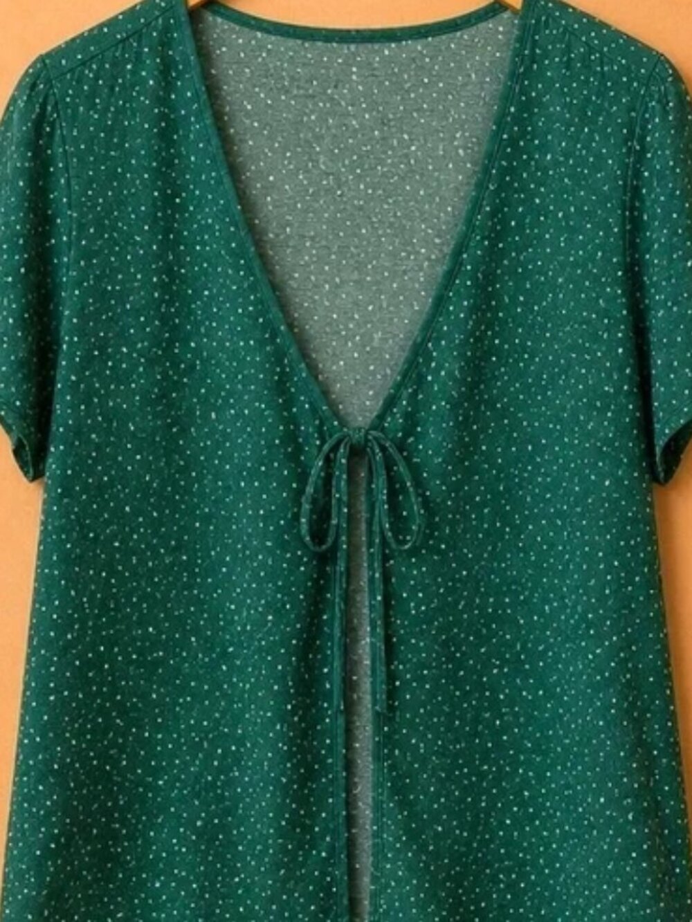 NWT Aerie Green Swiss Dot Tie Front Blouse Medium Cottagecore Boho Top
